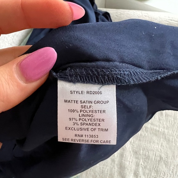 One shoulder satin navy maxi dress (altered/hemmed) - Picture 9 of 9